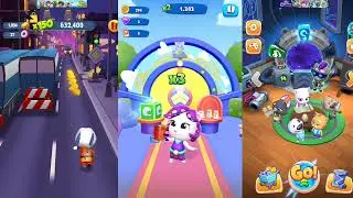 Tom Goldrun vs Tom Blast Park vs Tom Goldrun 2 #talkingtom #tomgoldrungame #tomblastpark #angela 