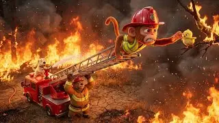 Brave Monkey Firefighter Saves Baby Bird! 🚒 Coco Monkey Life