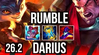 RUMBLE vs DARIUS (TOP) | Perfect KDA: 14/0/5, 6k gold comeback | EUW Master | 26.2