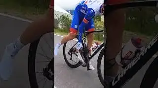 Rider removes stone from shoe during race 😲 #Shorts