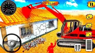 Wrecking Crane Demolishing Old House - Dragline Excavator Driving - Android Gameplay 