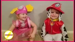 layton gets her halloween costume | toddler twins love paw patrol | family vlog