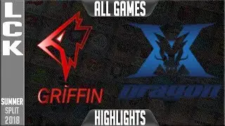GRF vs KZ Highlights ALL GAMES | LCK Summer 2018 Week 6 Day 1 | Griffin vs King-Zone DragonX