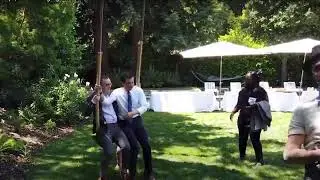Pete and Chasten Buttigieg on the swing.