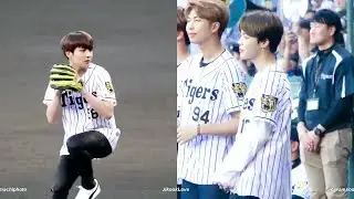 Jimin reaction to Jungkook first pitch at Hanshin Tiger Baseball Game