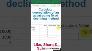 #shorts | Calculate depreciation of an asset | #DB | #excel  | #exceltutorial | #growwithskills