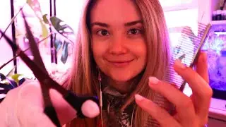 ASMR SCALP EXAM EAR TO EAR! Massage, Scraping, Brushing, Trimming
