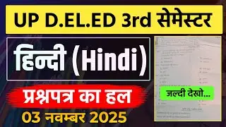 Up Deled 3rd Sem HINDI Paper Answer Key 2025 | Deled 3rd Semester हिन्दी Paper 2025 | Hindi Paper