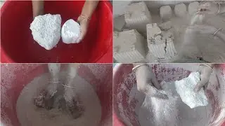Asmr| white cement with white concrete crumbling+ pouring+mixing