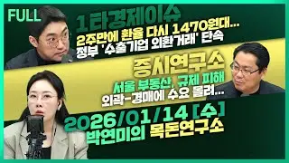 [목돈연구소] 2주만에 환율 다시 1470원대 / 한국거래소, 6월부터 프리·애프터마켓 도입 / 서울 부동산 규제 피해 외곽-경매 수요 몰려 外 260114(수)