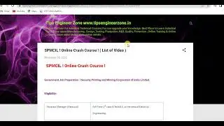 SPMCIL ! Online Crash Course ! ( List of Video)  ! Security Printing and Minting Cor. India Limited.