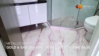 Metallic Epoxy Flooring Design (Gold & Sakura Pink on Light Pink Base)