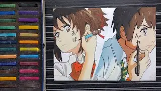 'Your Name ' Characters Drawing with Soft Pastels / How to Draw Anime with Soft Pastel ✨#tutorial