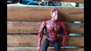 spiderman swings away
