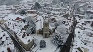 Stunning drone footage shows Gloucestershire blanketed in snow