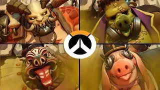 Overwatch - All Roadhog Skins with All Highlight Intros!