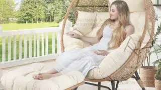 RADIATA Egg Chair with Footrest 🪑🌿 Oversized Rattan Lounger for Indoor & Outdoor Relaxation!