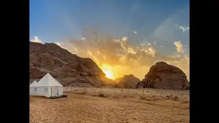 Aerial View of Wadi Rum Jordon Hot Air Balloon at Sunrise (relaxing sounds)