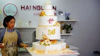 Decorate Wedding Anniversary Cake | Bánh kỷ niện 50 năm ngày cưới