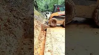 Excavator Cleaning Roadside Drain | Satisfying Drainage Work #shorts
