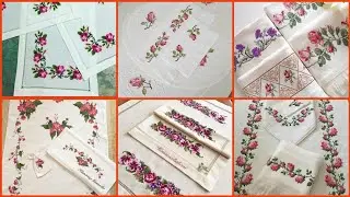 Floral Rectangle Table Runner, Cross Stitch Tablecloth with Edge Lace,Modern Embroidery Table Runner