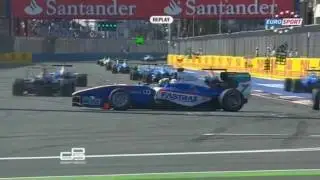 2011 GP3 Series Valencia Race 1 - M&uuml;ller & Nunes collision