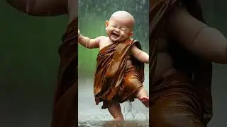 Monk Baby Enjoying Rain 😇😇 #cutebaby #ytshorts #monkbaby #babyshorts #babymonk #trendingshorts