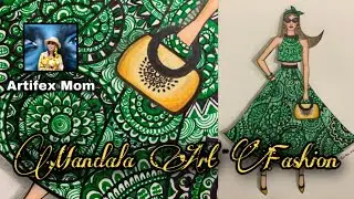 Art #9 | Mandala Art | Zentangle | Doodle | Fashion | Green Dress