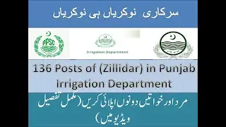 136 Post of ZILLADAR  BPS-14 , Punjab Irrigation Department , PPSC 2020 Jobs, complete guide
