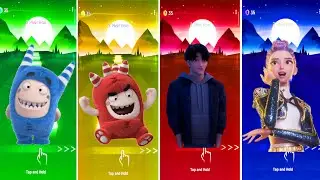 Oddbods Blue vs Oddbods Red vs K-Pop Demon Hunters Boy vs Girl | Tiles Hop Battle