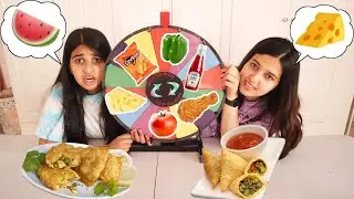 تحدي سمبوسة رمضان بعجلة الحظ🤢 اول مره نلف سمبوسه ونذوق اغرب خلطات بالعالم 😩