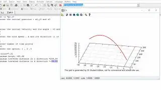 C programming Project: Projectile Program Run Example