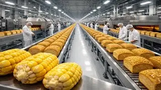 Large Scale bread Production, Corn to Bread || How Bread is Made in AI future factory (Full Process)