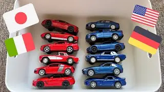 Red VS Blue cars from different countries - Toyota Japan Dodge USA BMW Germany