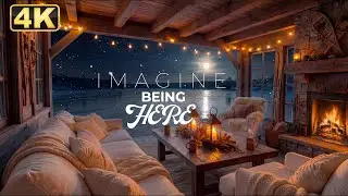 ❄️ Frozen Lake at Night | Warming Fireplace & Soft Piano | 8 Hour Relaxation ASMR