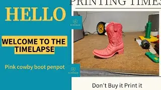 3D Printed Pink Cowboy boot pen pot. Printed on Bambu X1C