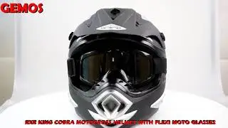 KING COBRA Motocross Motorcycle Helmet(Matte Black) With FlexiMoto Glasses