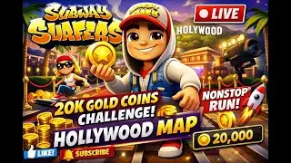 Subway Surfers LIVE 🔴 20K Gold Coins Collection 🪙💰 | Hollywood Map Challenge#subwaysurfers #shorts