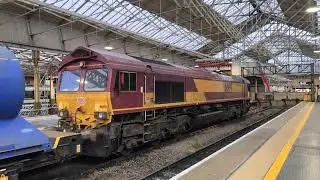 Network Rail RHTT Rail Head Treatment Train plus DB locomotives at Crewe 3/10/25