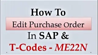 How to Edit purchase order in SAP : T-Codes ME22N