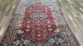 Blue, Red and Beige Semi-Antique Persian Shiraz Rug 5'1X8'5 - B 76283