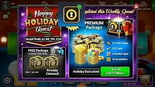 8 ball pool happy holiday queast 4 / free epic boxes