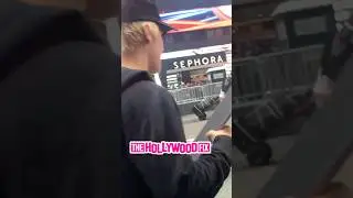 Justin Bieber Ditches Hailey On A Skateboard & She Falls Trying To Catch Up To Him In Times Square