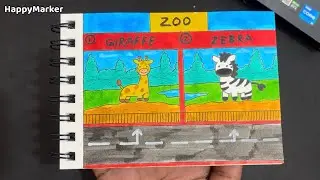 How to draw zoo with cute animals giraffe & zebra watch till end very important message in the last