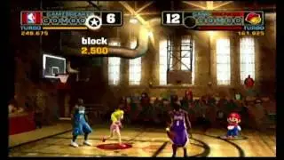 NBA Street V3 - Nintendo All-Stars (Mario,Luigi,Peach) vs Real NBA Players