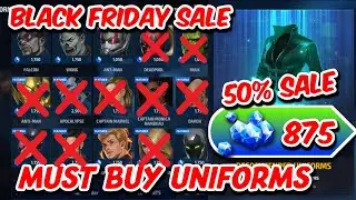 Must Buy Uniforms in 50% Uniform Sale | BLACK FRIDAY SALE | Marvel Future Fight MFF HINDI INDIA
