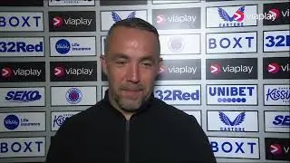 Greenock Morton Dougie Imrie gives post-match interview after Viaplay Cup loss to Rangers