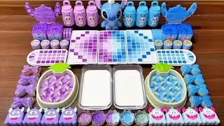 Slime Mixing Stitch_ Purple vs Blue Glossy Nails & ASMR Sounds