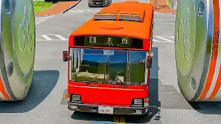 Автобусы врезаются в столбики #beamngdrive #bus