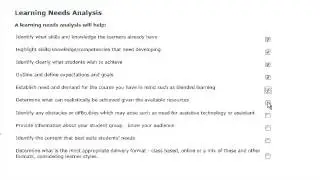 Learning Needs Analysis